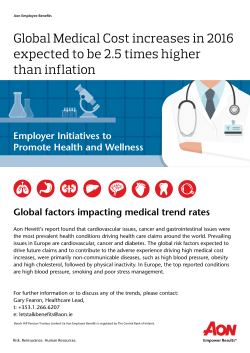 Global Medical Cost increases in 2016 expected to be 2.5 times