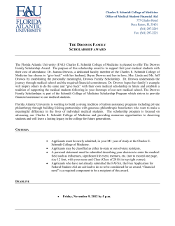 THE DROWOS FAMILY SCHOLARSHIP AWARD The Florida