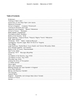 Harold Gamblin: Memories of WWI - Gamblin Family Genealogy of
