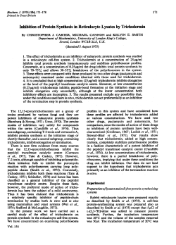Inhibition of Protein Synthesis in Reticulocyte Lysates by Trichodermin