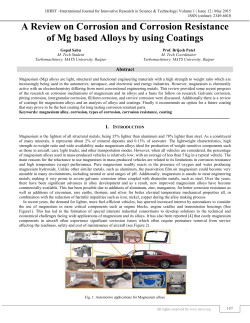 A Review on Corrosion and Corrosion Resistance of Mg based