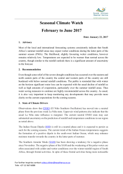 Seasonal Climate Watch February to June 2017