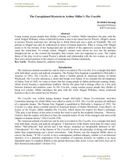 The Unexplained Hysteria in Arthur Miller`s The Crucible