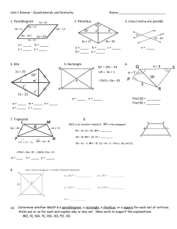 Unit 1 Review &ndash; Quadrilaterals and Similarity Name: 1
