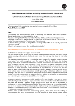 Spatial Justice and the Right to the City: an Interview with Edward