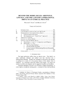 Beyond The Model Rules: Aristotle, Lincoln, And The Lawyer`s