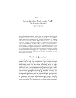 Can the Canadians Be a Sovereign People?