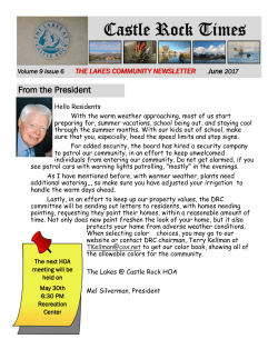 From the President - The Lakes at Castle Rock