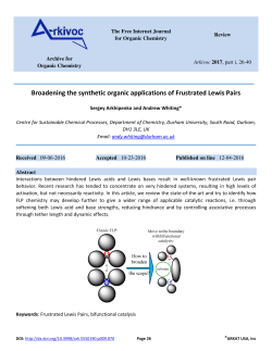 Broadening the synthetic organic applications of Frustrated Lewis