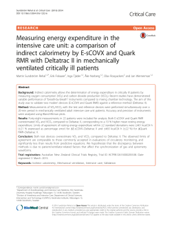 Measuring energy expenditure in the intensive care unit