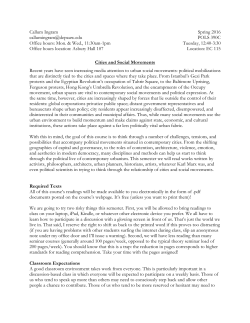 Pols 390c Cities and Social Movements