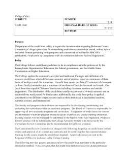 Credit Hour NUMBER - Delaware County Community College