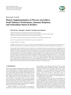 Dietary Supplementation of Phoenix dactylifera Seeds Enhances