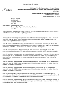 ENVIRONMENTAL COMPLIANCE APPROVAL Buttcon Limited