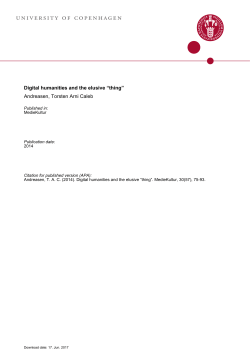 Digital humanities and the elusive &ldquo;thing&rdquo;