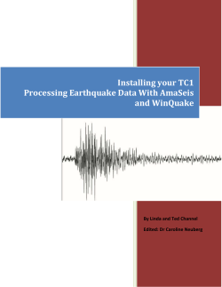User guide for TC1 - Schools Study Earthquakes