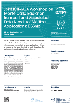 Joint ICTP-IAEA Workshop on Monte Carlo Radiation