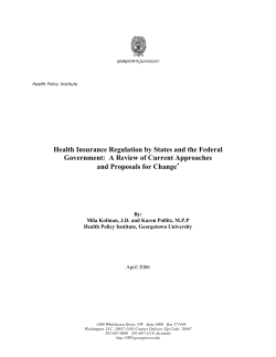 Health Insurance Regulation by States and the Federal Government