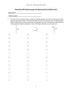 Chemistry 344: Spectroscopy and Spectrometry Problem Set 2