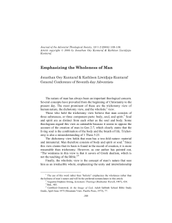 Emphasizing the Wholeness of Man