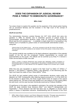 Kelly, MRLL --- "Does The Expansion Of Judicial Review Pose A