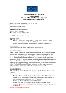 SPA 131- Elementary Spanish I Summer I2015 Department of
