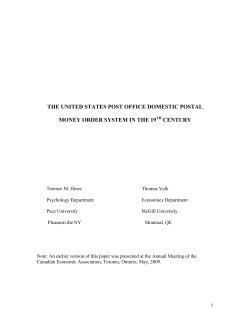 USE OF THE US POSTAL MONEY ORDER SYSTEM IN A SMALL