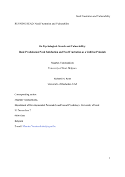 Need Frustration and Vulnerability RUNNING HEAD