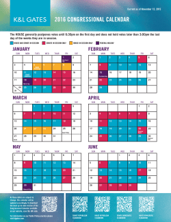 2016 CONGRESSIONAL CALENDAR