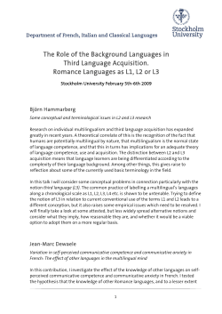 The Role of the Background Languages in Third Language
