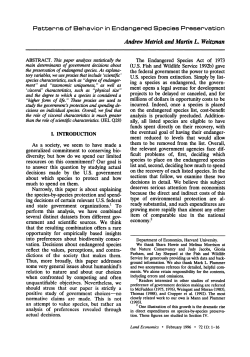 Patterns of Behavior in Endangered Species Preservation