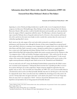 Information about Bach`s Motets with a Specific Examination of BWV