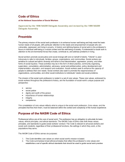 Code of Ethics Preamble Purpose of the NASW Code of Ethics