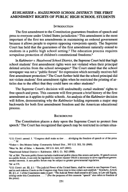 Kuhlmeier v. Hazelwood School District: The First Amendment
