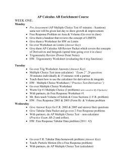 AP Calculus AB Enrichment Course WEEK ONE: