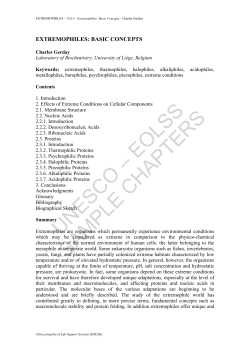 Extremophiles: Basic Concepts