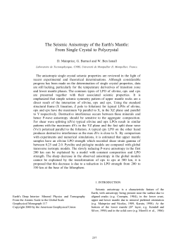 The Seismic Anisotropy of the Earth`s Mantle