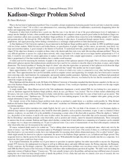 Kadison&ndash;Singer Problem Solved