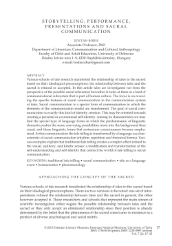 storytelling: performance, presentations and sacral communication