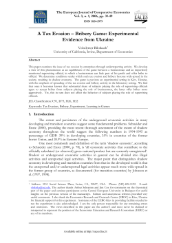 A Tax Evasion &ndash; Bribery Game - The European Journal of