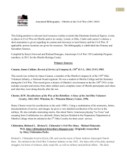 Annotated Bibliography&mdash;Oberlin in the Civil War (1861