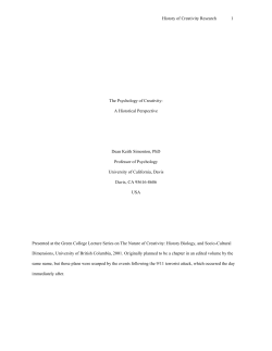 The Psychology of Creativity