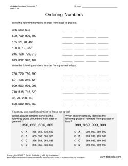 Ordering Numbers Worksheet C