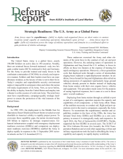 Strategic Readiness: The U.S. Army as a Global Force