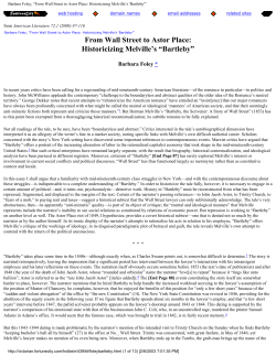 From Wall Street to Astor Place: Historicizing Melville`s `Bartleby`