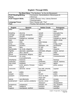 English I Through ESOL - The School District of Palm Beach County