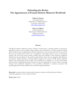 The Appointment of Female Defense Ministers Worldwide