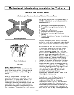 Motivational Interviewing Newsletter for Trainers