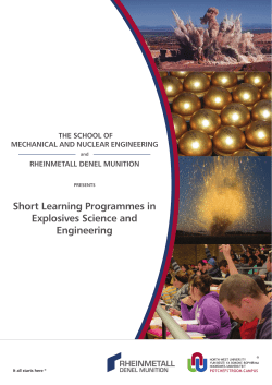 Short Learning Programmes in Explosives Science and Engineering