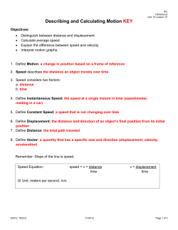 Describing and Calculating Motion KEY